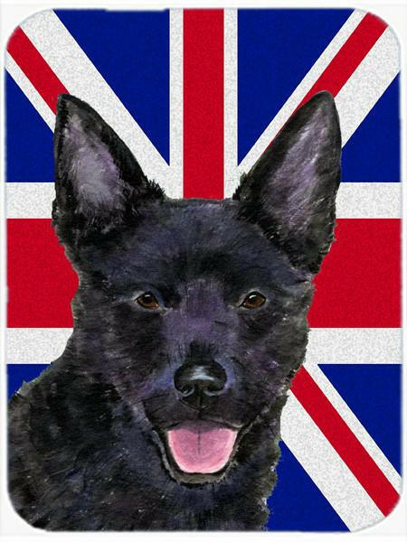 Australian Kelpie with English Union Jack British Flag Glass Cutting Board Large Size SS4940LCB by Caroline's Treasures