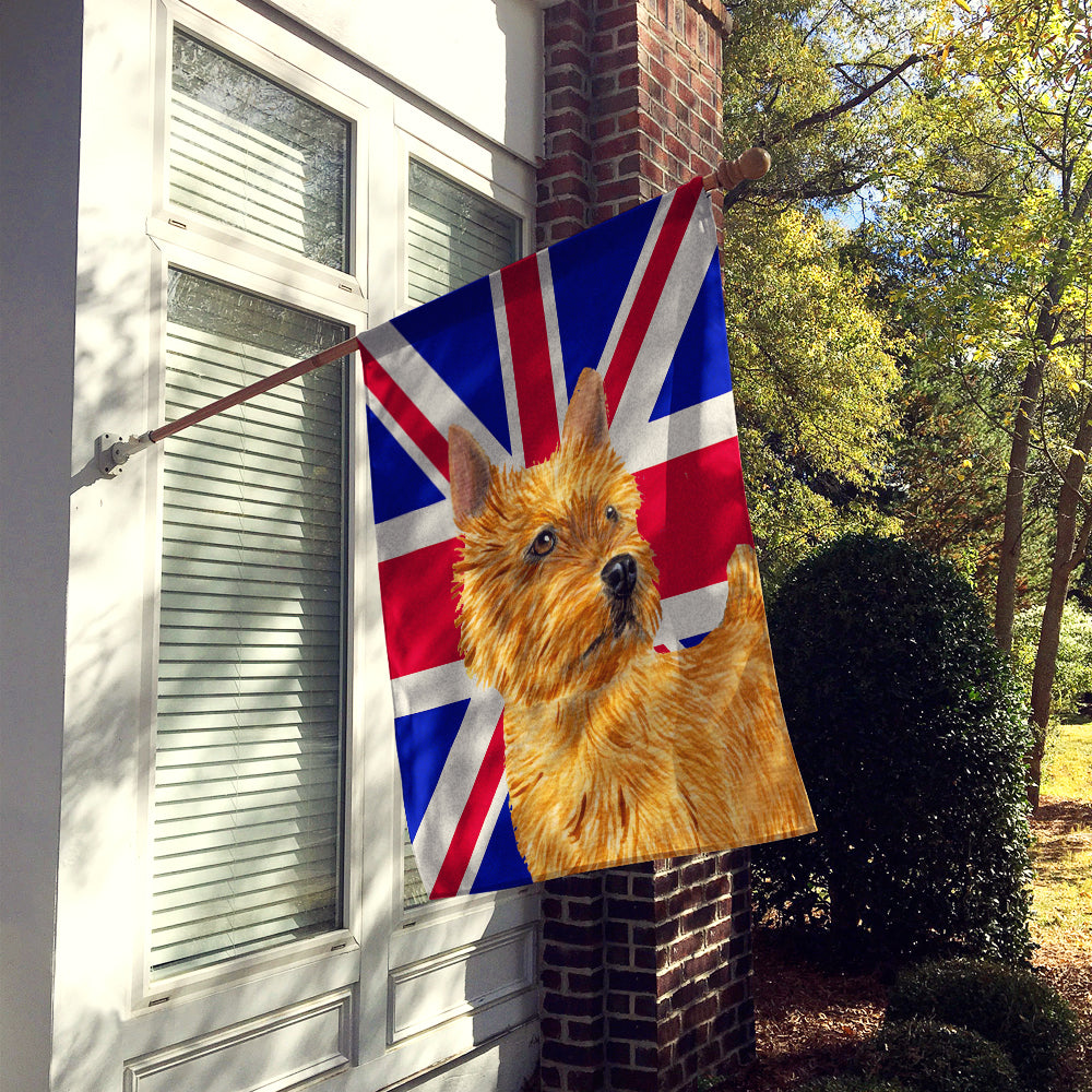 Norwich Terrier with English Union Jack British Flag Flag Canvas House Size SS4941CHF  the-store.com.