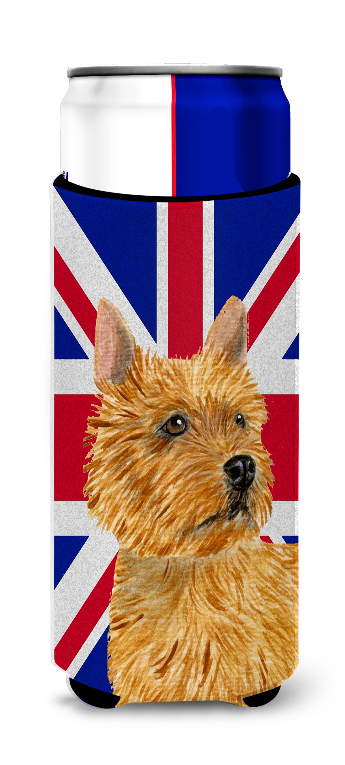 Norwich Terrier with English Union Jack British Flag Ultra Beverage Insulators for slim cans SS4941MUK.