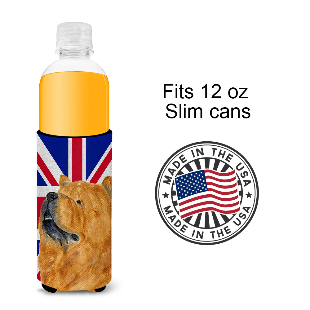 Chow Chow with English Union Jack British Flag Ultra Beverage Insulators for slim cans SS4944MUK.