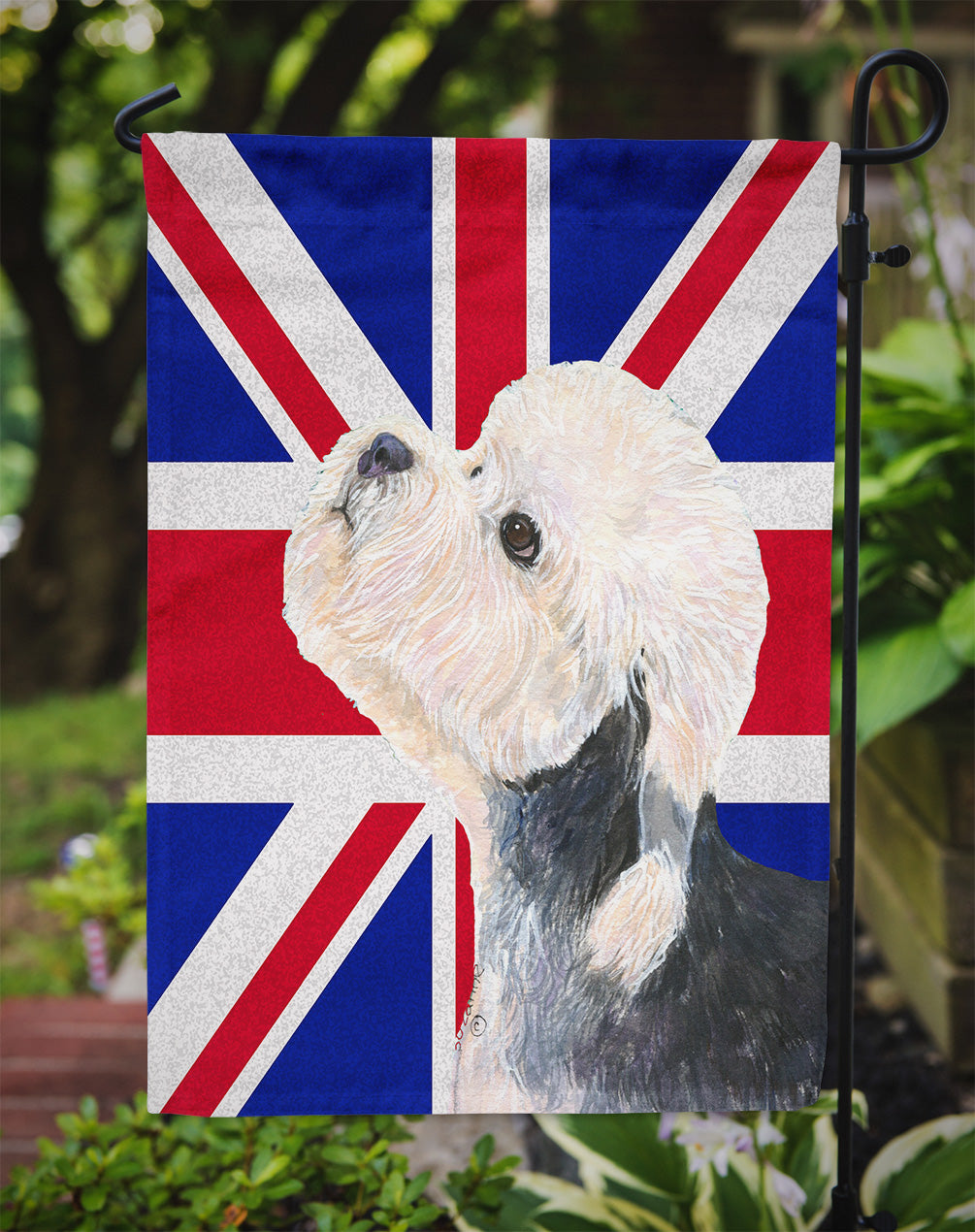 Dandie Dinmont Terrier with English Union Jack British Flag Flag Garden Size  the-store.com.