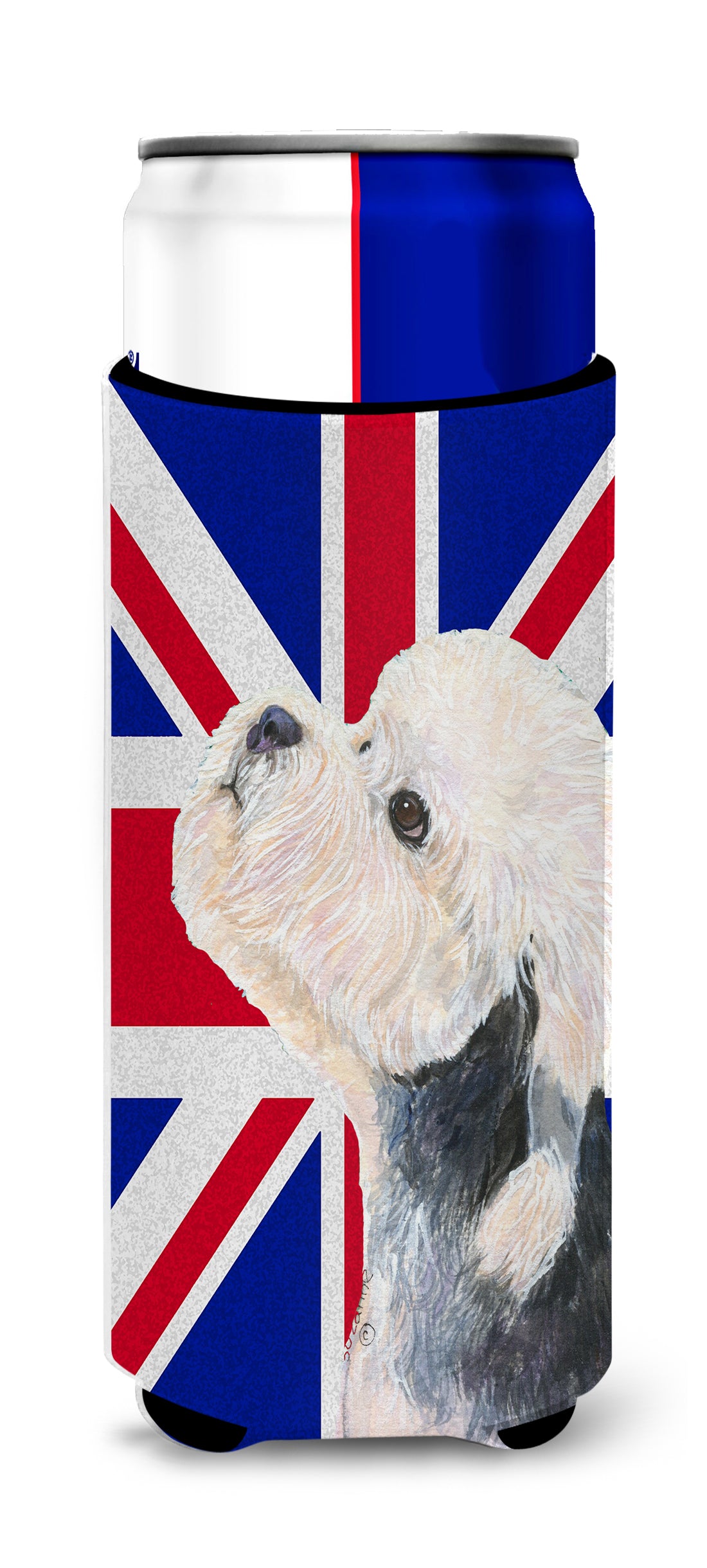 Dandie Dinmont Terrier with English Union Jack British Flag Ultra Beverage Insulators for slim cans SS4945MUK.