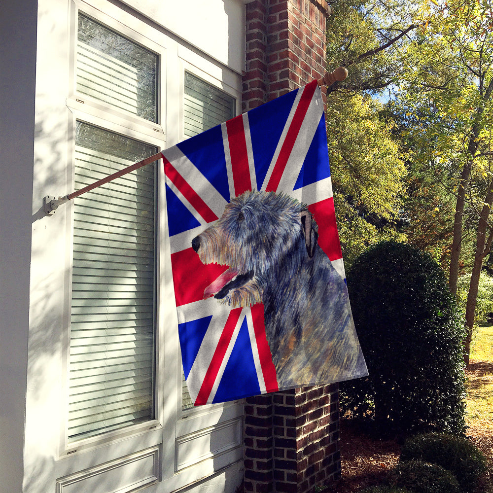 Irish Wolfhound with English Union Jack British Flag Flag Canvas House Size SS4948CHF  the-store.com.