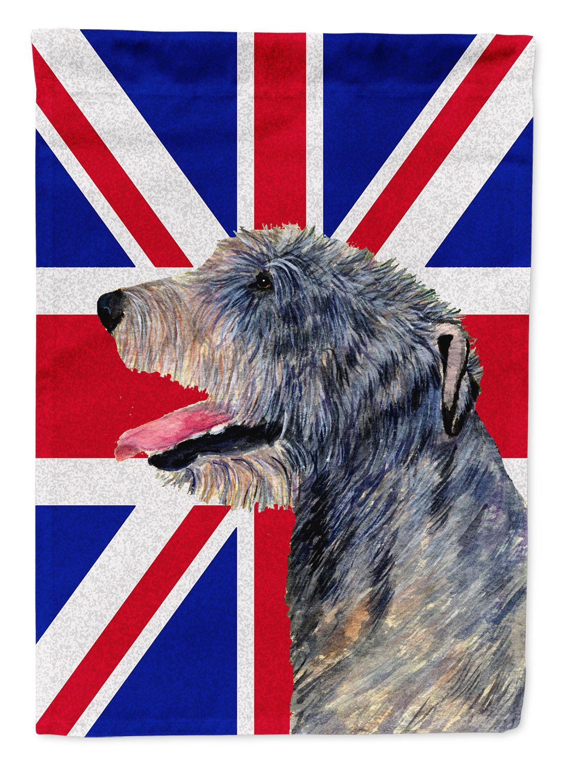 Irish Wolfhound with English Union Jack British Flag Flag Garden Size SS4948GF  the-store.com.