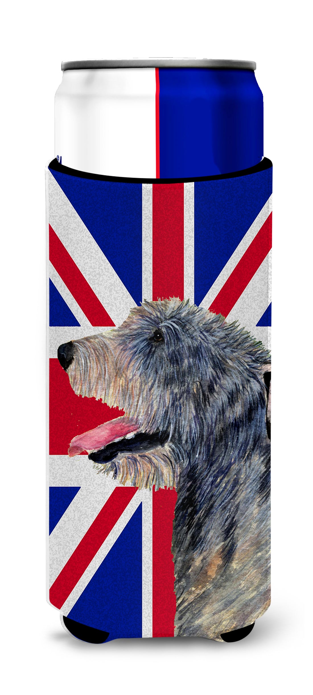 Irish Wolfhound with English Union Jack British Flag Ultra Beverage Insulators for slim cans SS4948MUK.