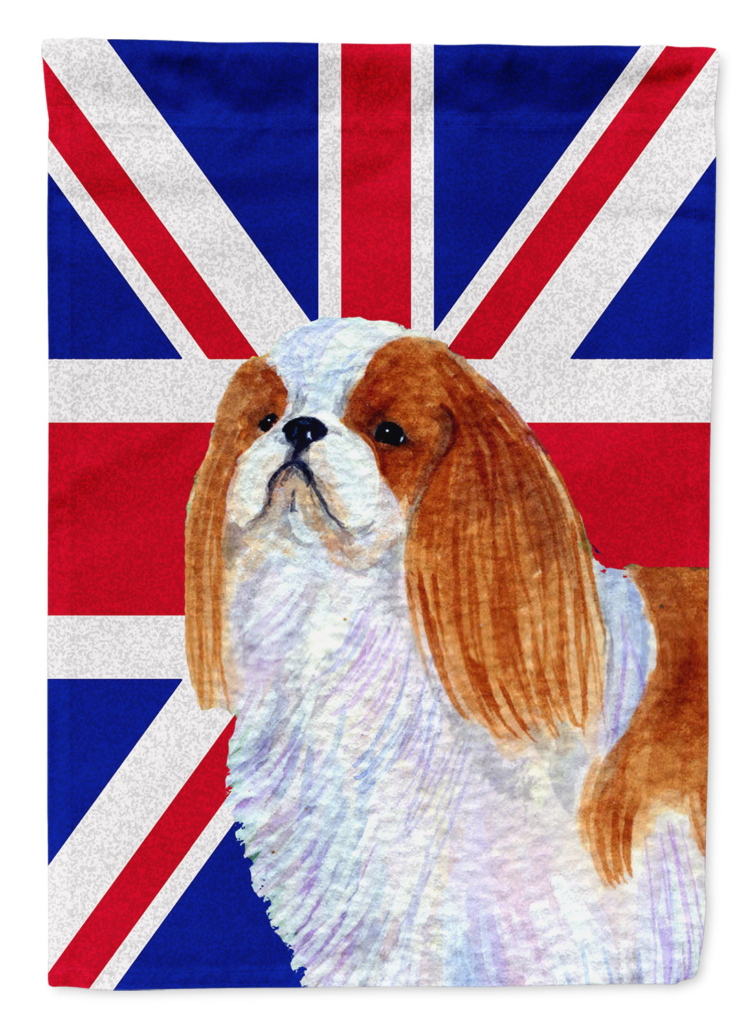 English Toy Spaniel with English Union Jack British Flag Flag Garden Size  the-store.com.