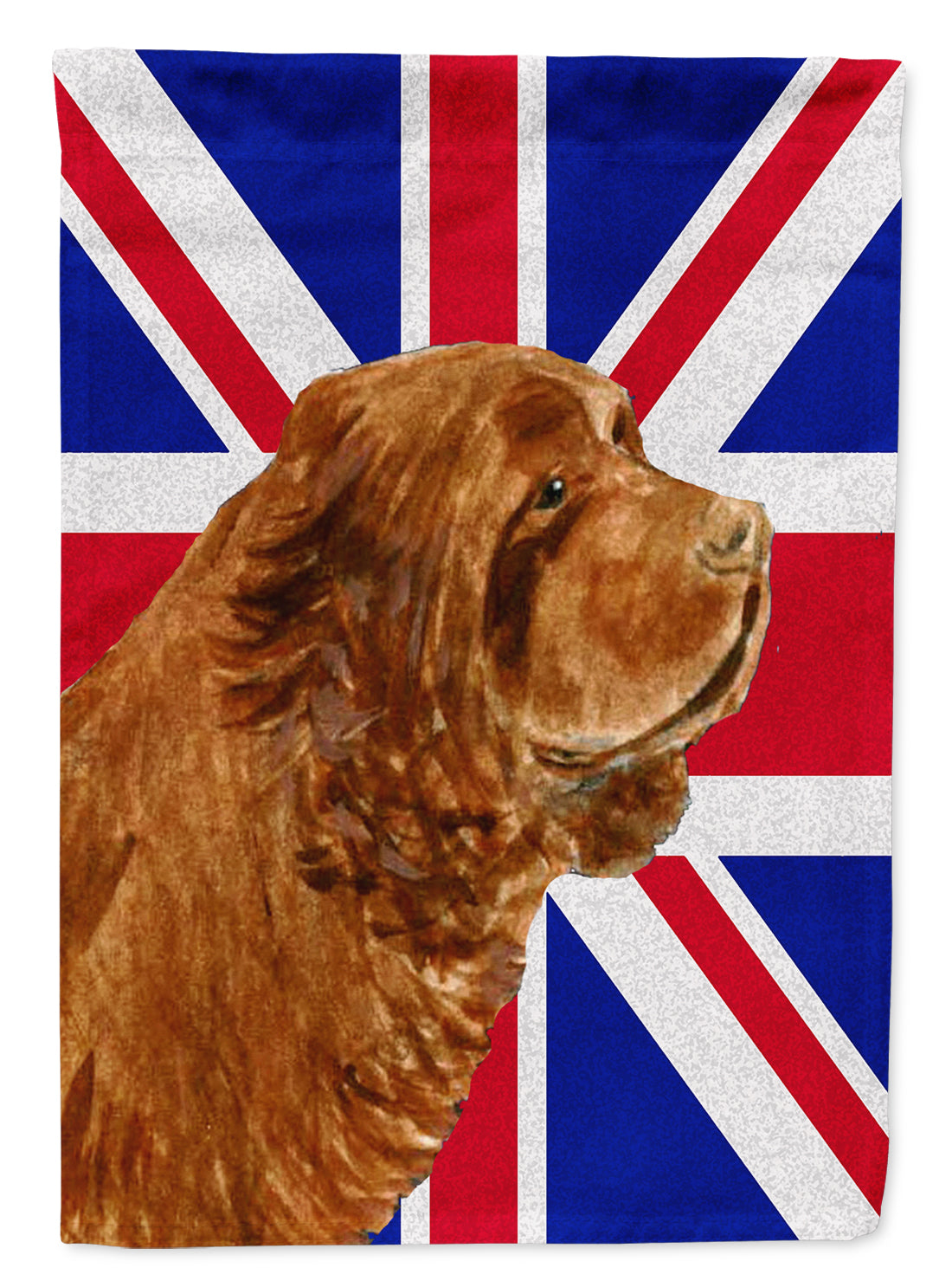 Sussex Spaniel with English Union Jack British Flag Flag Garden Size  the-store.com.