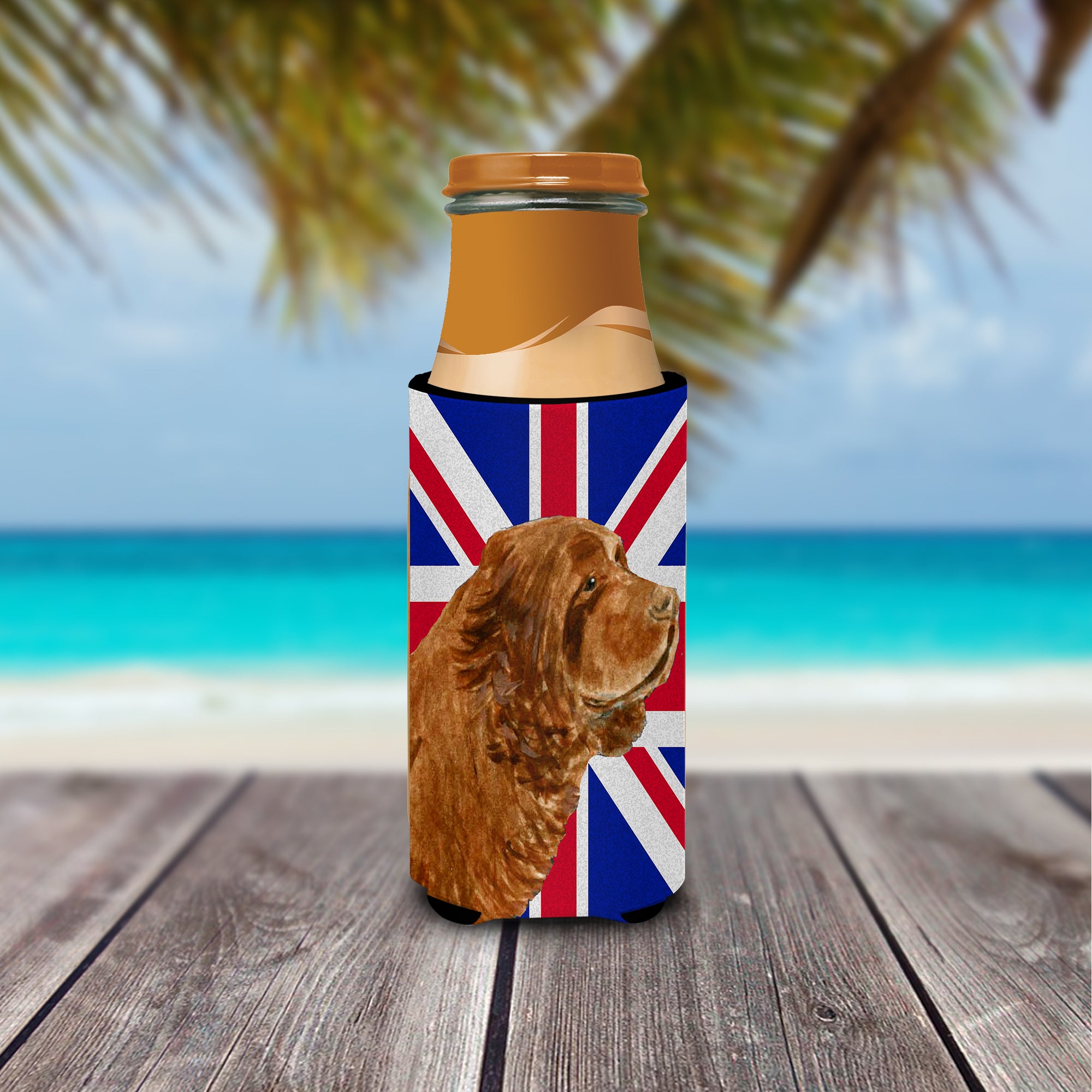 Sussex Spaniel with English Union Jack British Flag Ultra Beverage Insulators for slim cans SS4952MUK.