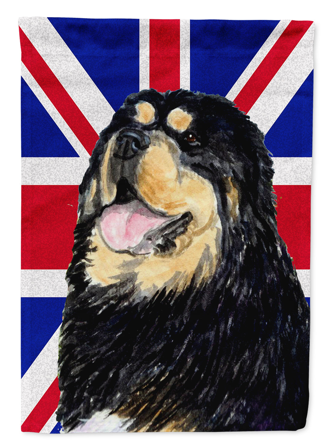 Tibetan Spaniel with English Union Jack British Flag Flag Canvas House Size SS4954CHF  the-store.com.