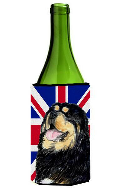 Tibetan Spaniel with English Union Jack British Flag Wine Bottle Beverage Insulator Hugger SS4954LITERK by Caroline's Treasures