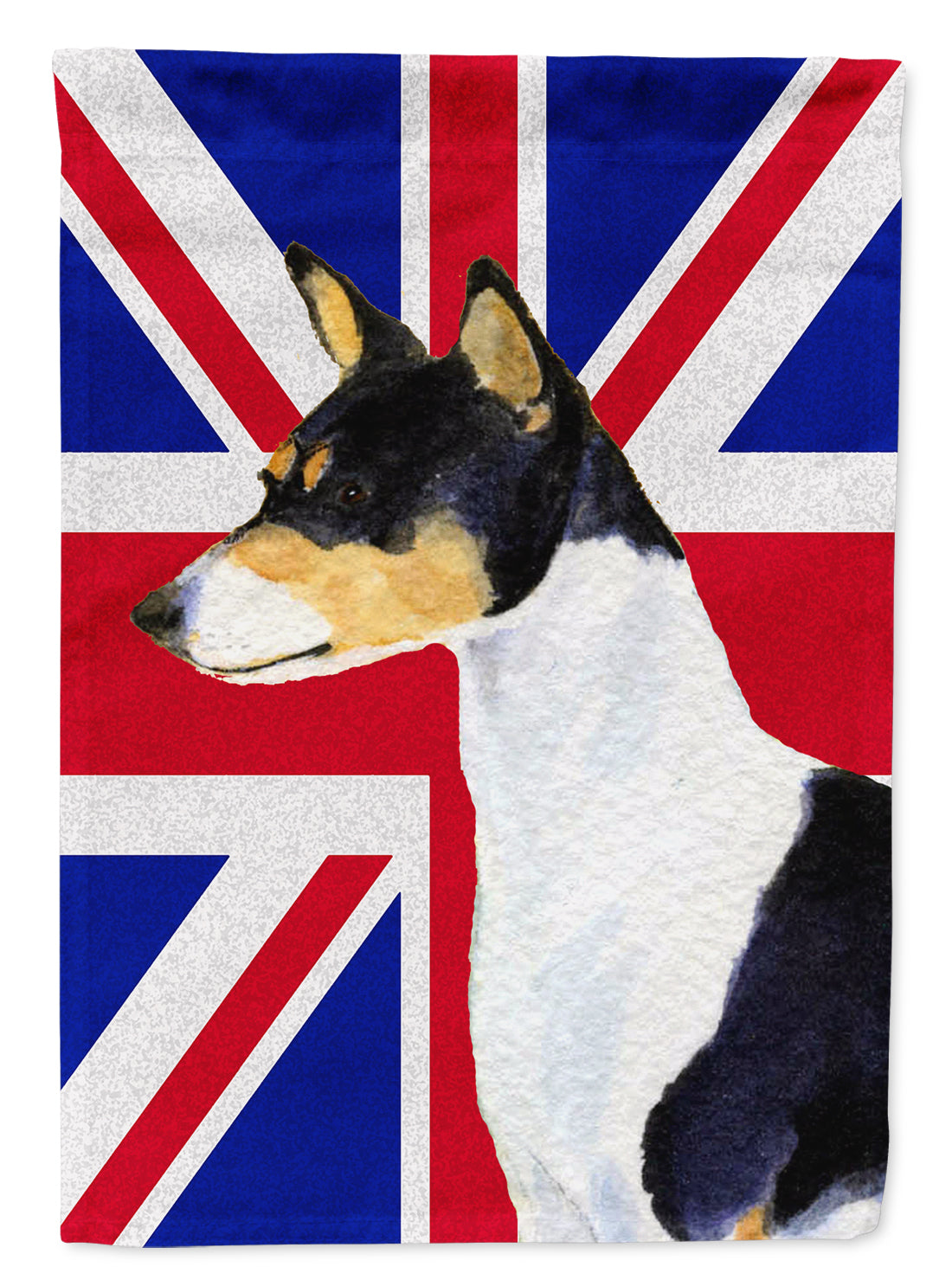 Basenji with English Union Jack British Flag Flag Canvas House Size SS4956CHF  the-store.com.