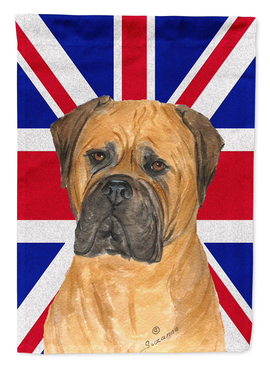 Bullmastiff with English Union Jack British Flag Flag Canvas House Size SS4959CHF  the-store.com.