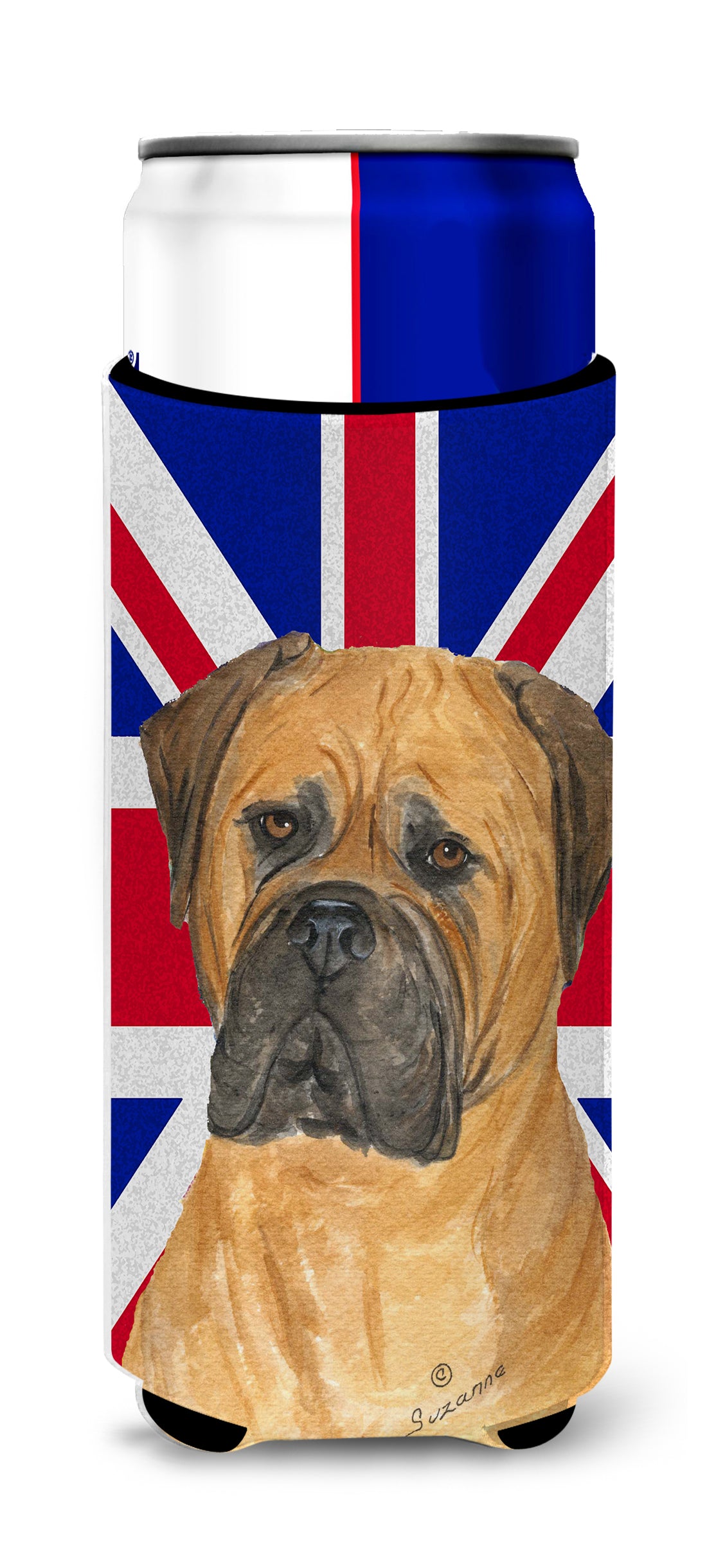 Bullmastiff with English Union Jack British Flag Ultra Beverage Insulators for slim cans SS4959MUK.