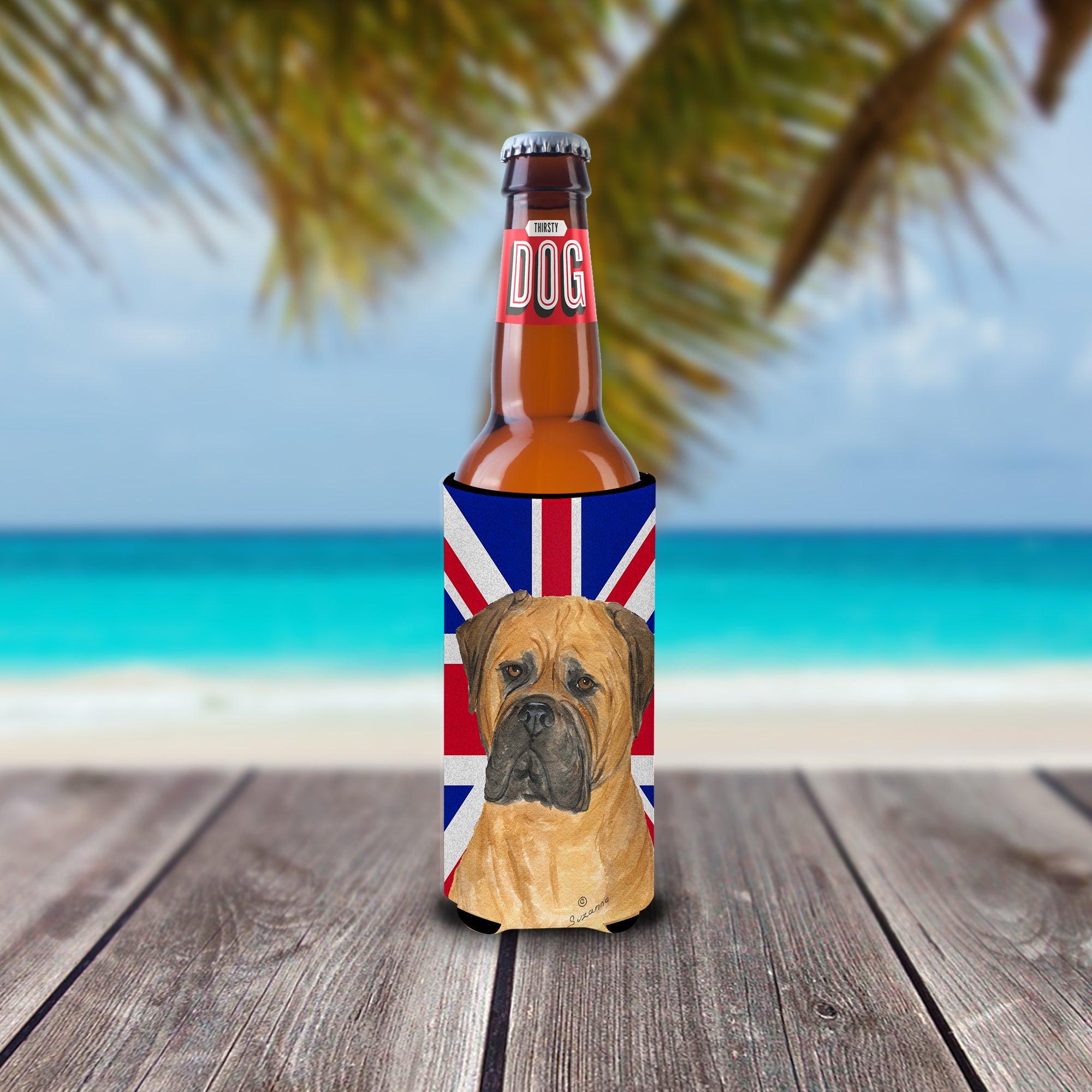 Bullmastiff with English Union Jack British Flag Ultra Beverage Insulators for slim cans SS4959MUK.