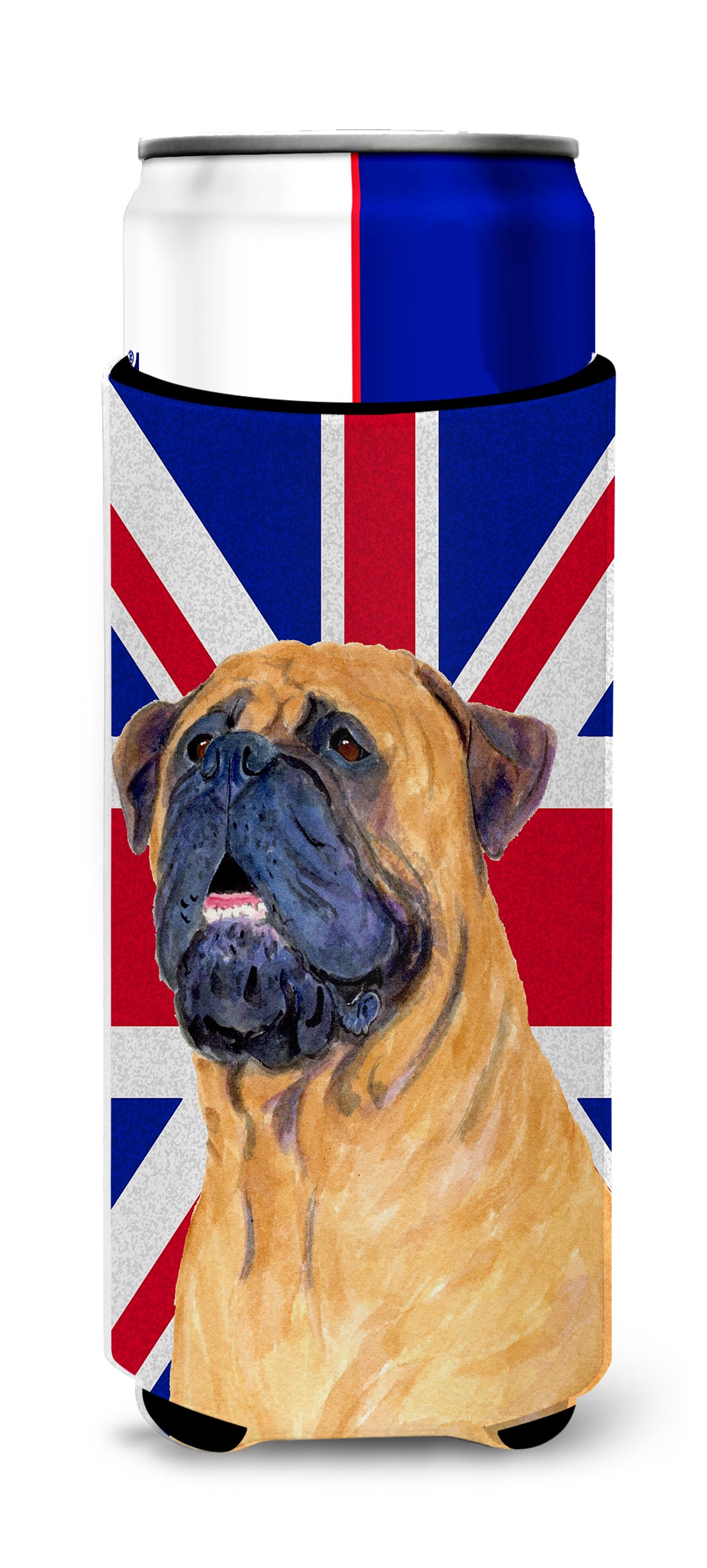 Bullmastiff with English Union Jack British Flag Ultra Beverage Insulators for slim cans SS4962MUK.