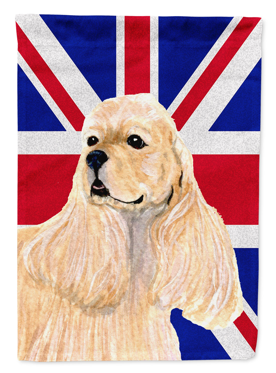 Cocker Spaniel Buff with English Union Jack British Flag Flag Canvas House Size SS4964CHF  the-store.com.