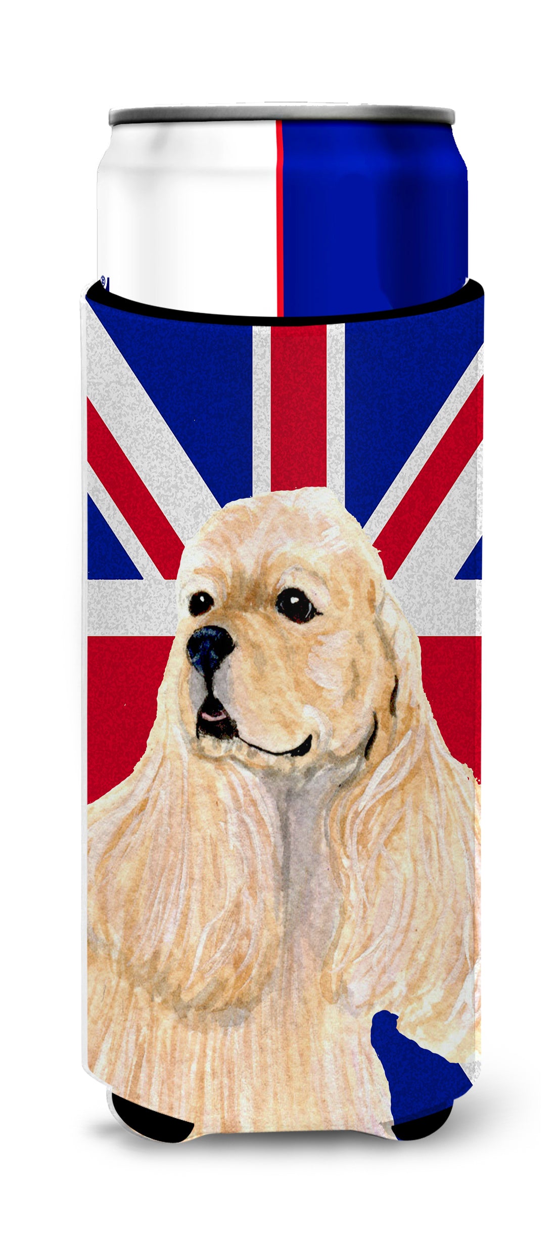 Cocker Spaniel Buff with English Union Jack British Flag Ultra Beverage Insulators for slim cans SS4964MUK.