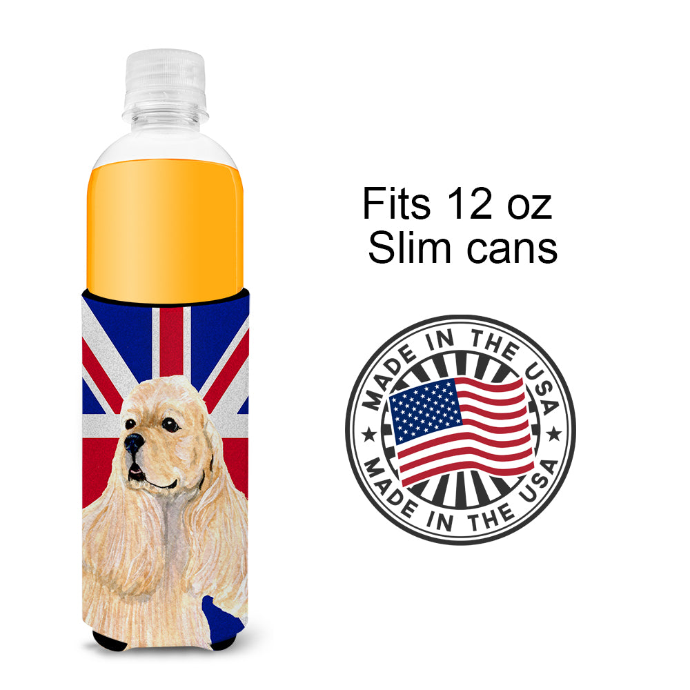 Cocker Spaniel Buff with English Union Jack British Flag Ultra Beverage Insulators for slim cans SS4964MUK.