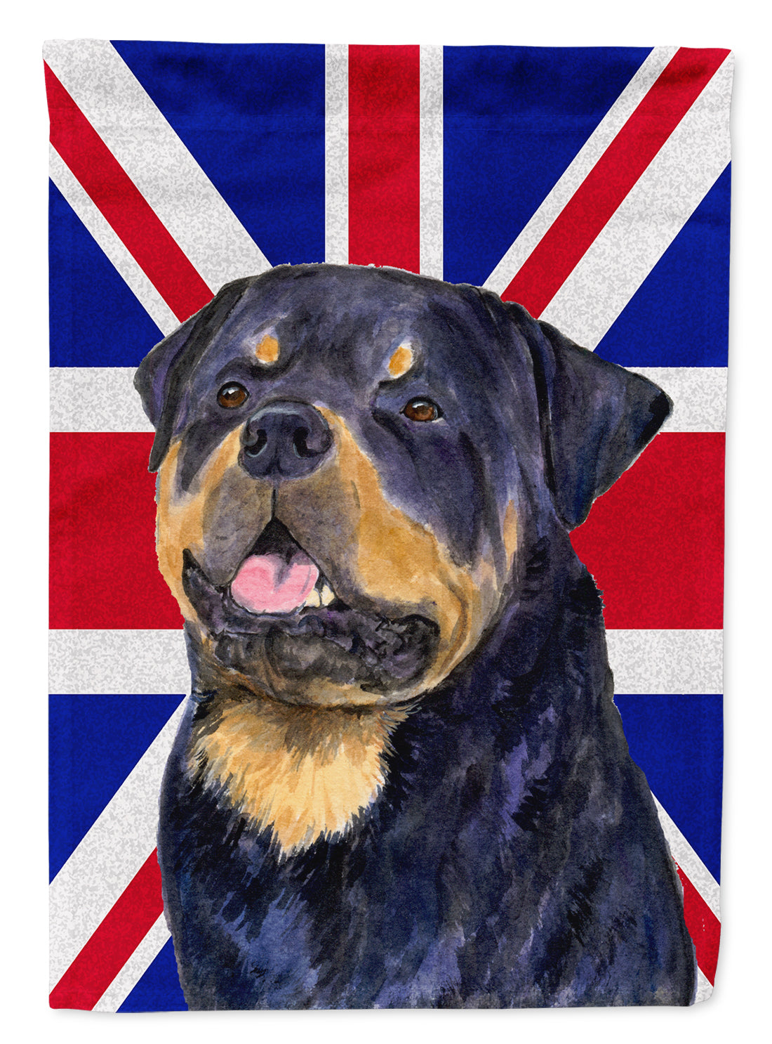 Rottweiler with English Union Jack British Flag Flag Canvas House Size SS4966CHF  the-store.com.