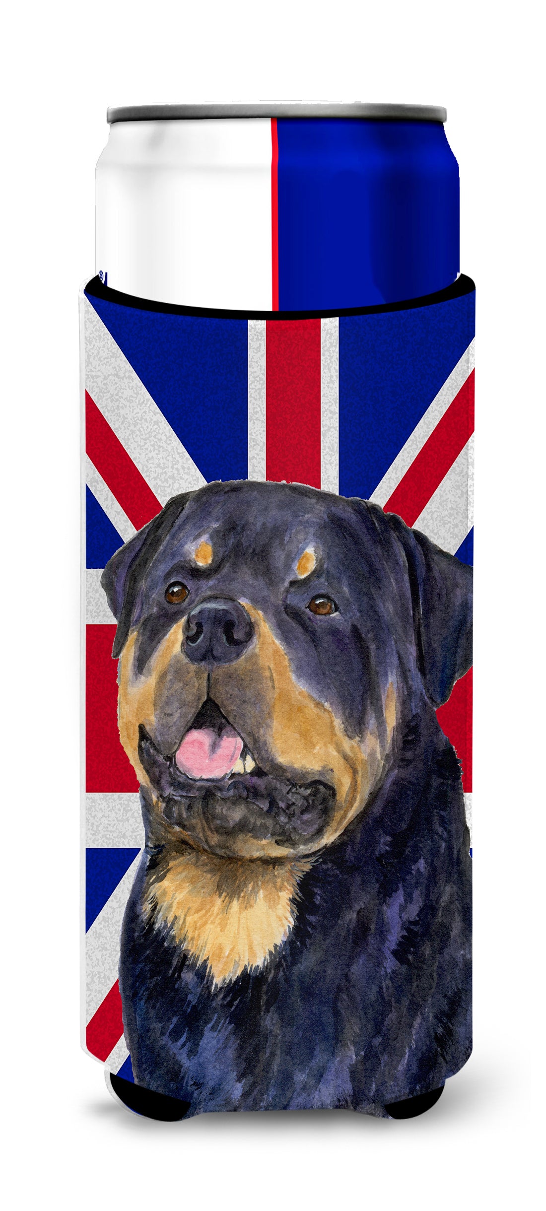 Rottweiler with English Union Jack British Flag Ultra Beverage Insulators for slim cans SS4966MUK.