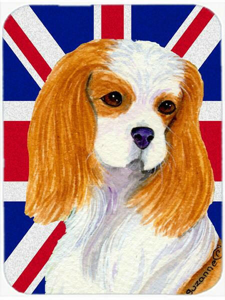 Cavalier Spaniel with English Union Jack British Flag Glass Cutting Board Large Size SS4969LCB by Caroline&#39;s Treasures