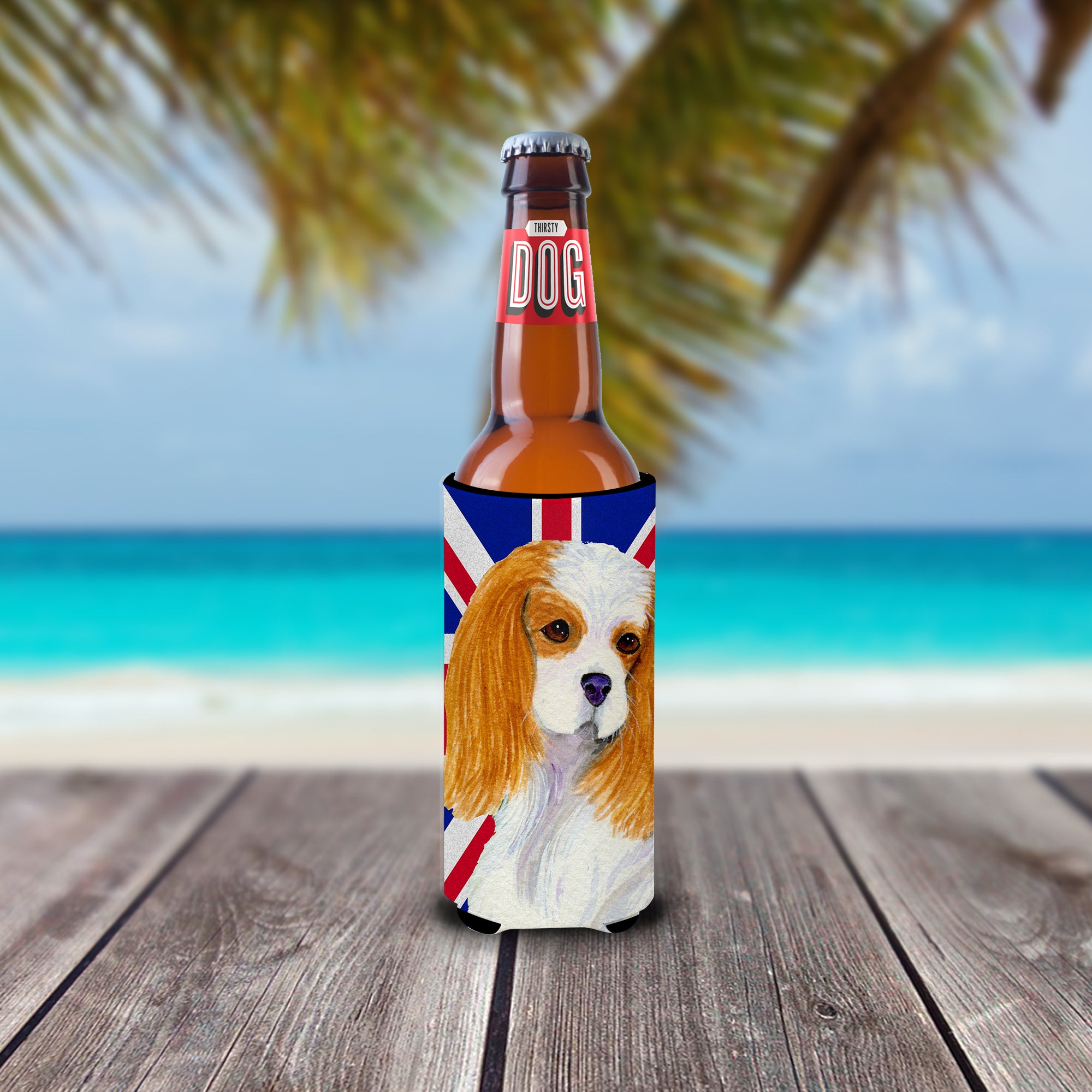 Cavalier Spaniel with English Union Jack British Flag Ultra Beverage Insulators for slim cans SS4969MUK.