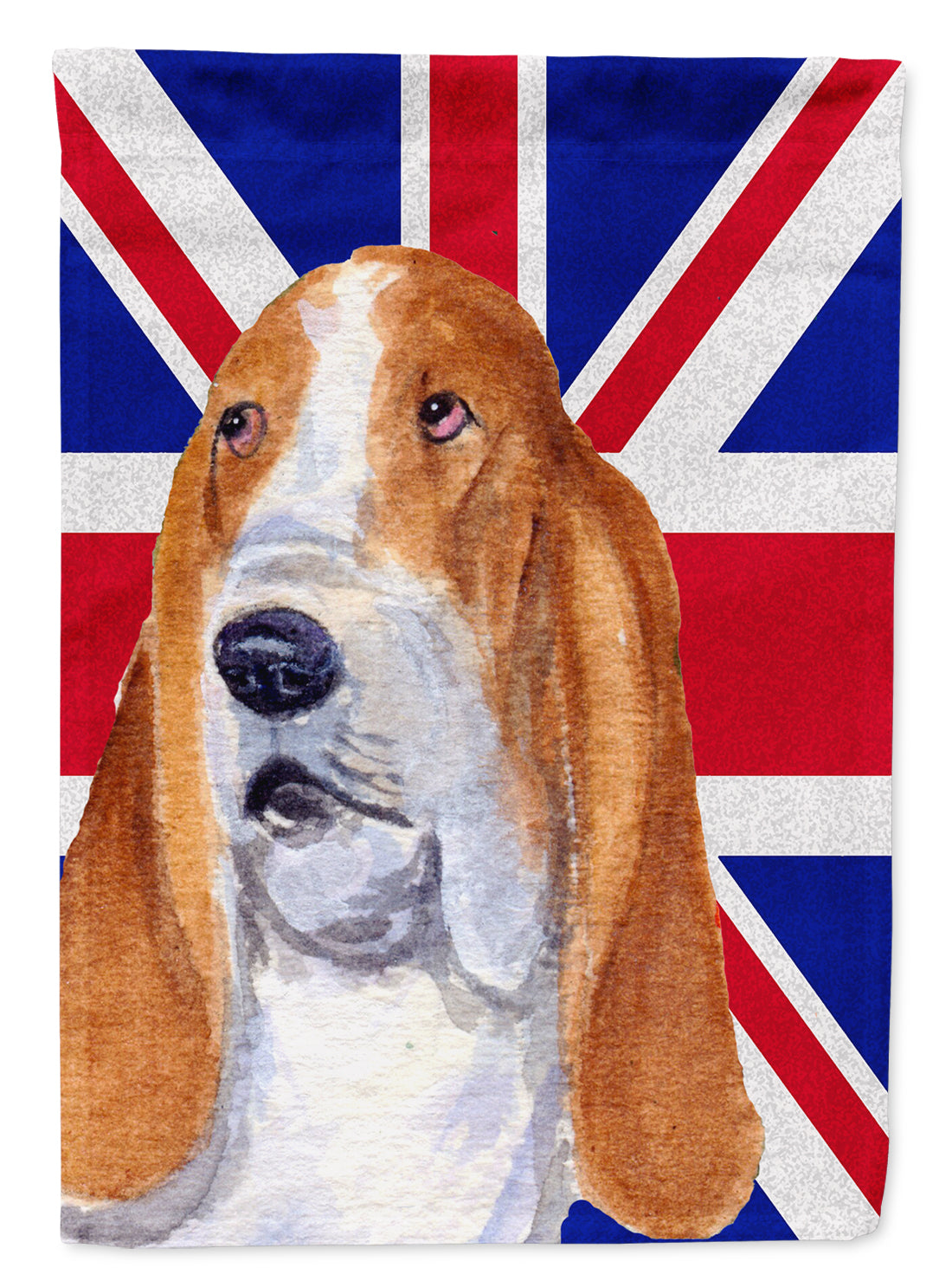 Basset Hound with English Union Jack British Flag Flag Garden Size SS4970GF  the-store.com.