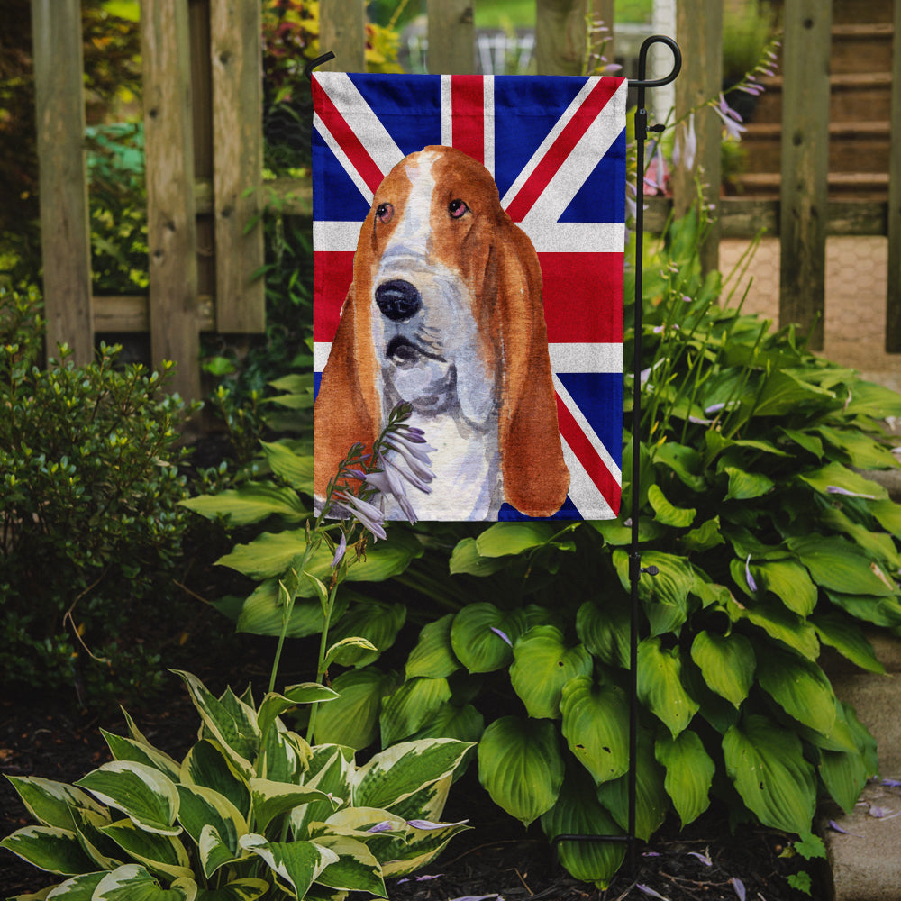 Basset Hound with English Union Jack British Flag Flag Garden Size SS4970GF  the-store.com.