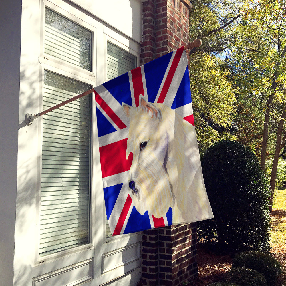 Scottish Terrier Wheaten with English Union Jack British Flag Flag Canvas House Size SS4972CHF  the-store.com.