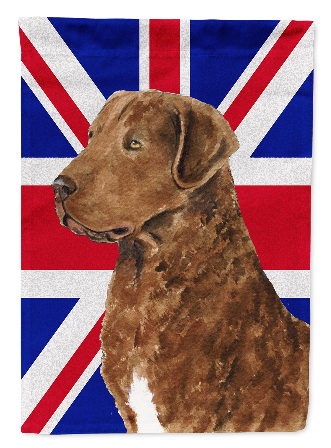 Curly Coated Retriever with English Union Jack British Flag Flag Canvas House Size SS4973CHF  the-store.com.