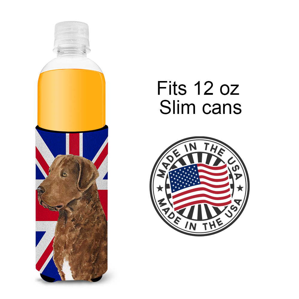 Curly Coated Retriever with English Union Jack British Flag Ultra Beverage Insulators for slim cans SS4973MUK.