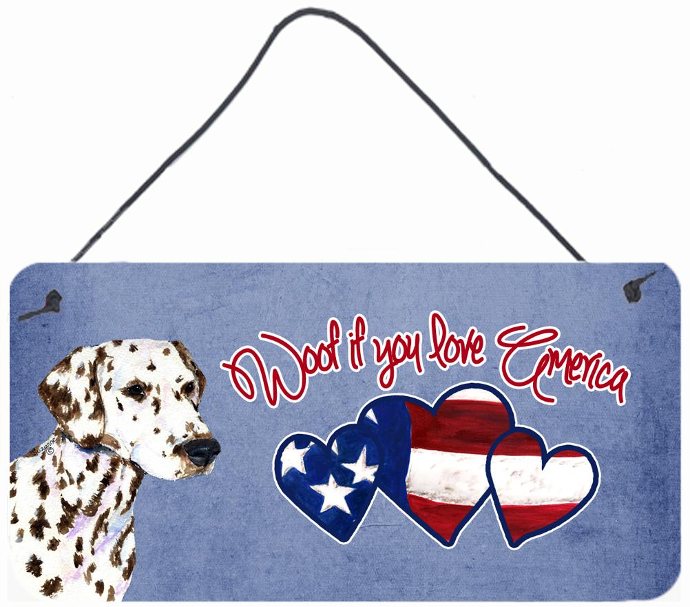 Woof if you love America Dalmatian Wall or Door Hanging Prints SS4981DS612 by Caroline's Treasures