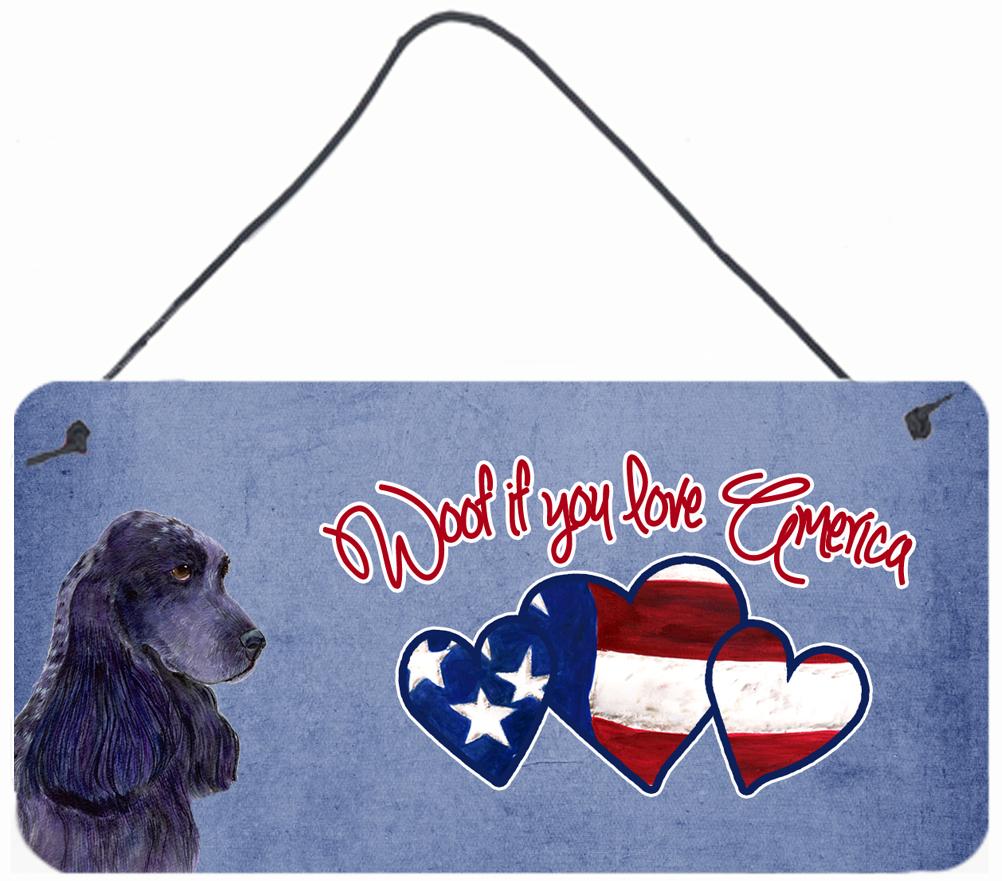 Woof if you love America Black Cocker Spaniel Wall or Door Hanging Prints by Caroline's Treasures