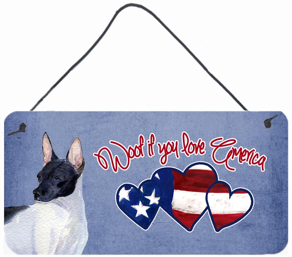 Woof if you love America Rat Terrier Wall or Door Hanging Prints SS4992DS612 by Caroline&#39;s Treasures