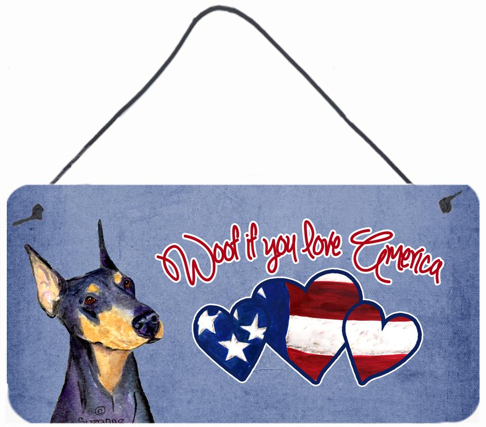 Woof if you love America Doberman Wall or Door Hanging Prints SS5006DS612 by Caroline's Treasures