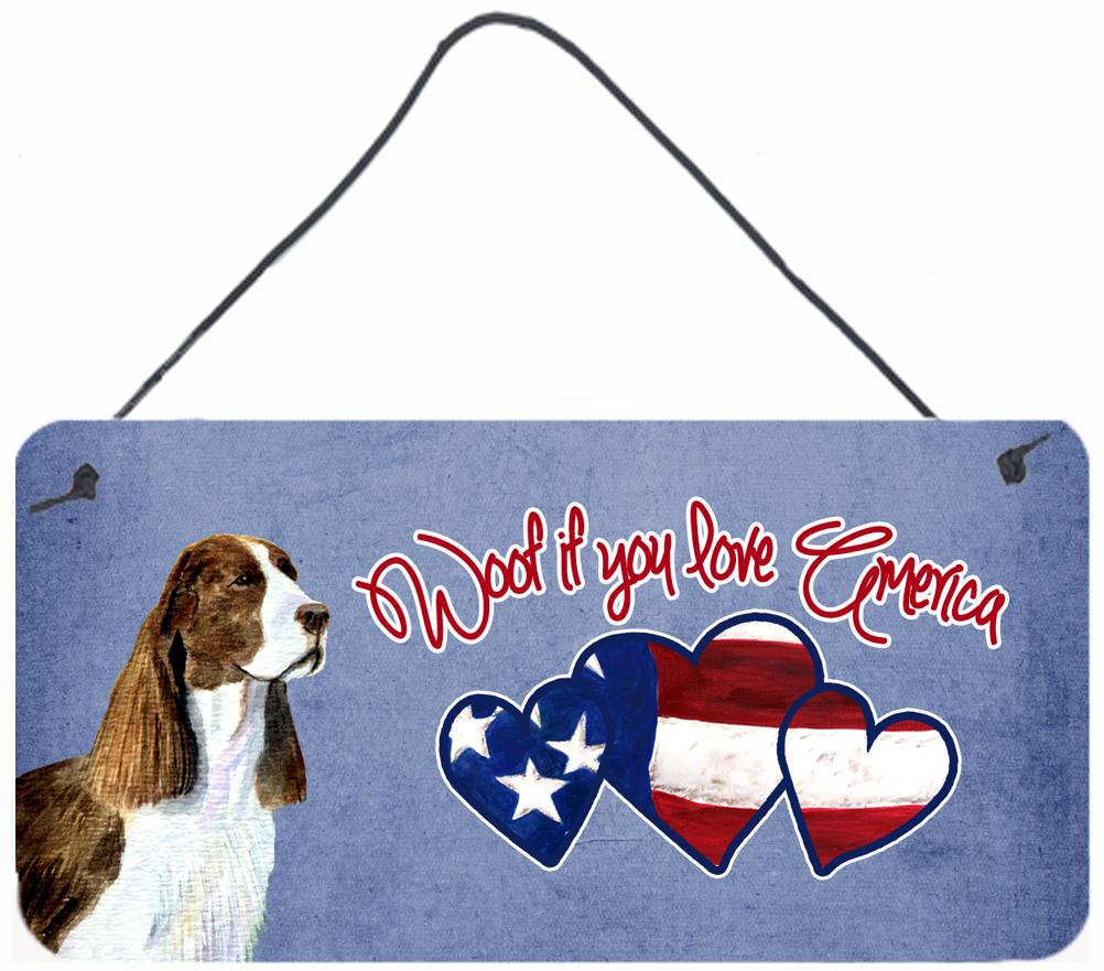 Woof if you love America Springer Spaniel Wall or Door Hanging Prints by Caroline&#39;s Treasures