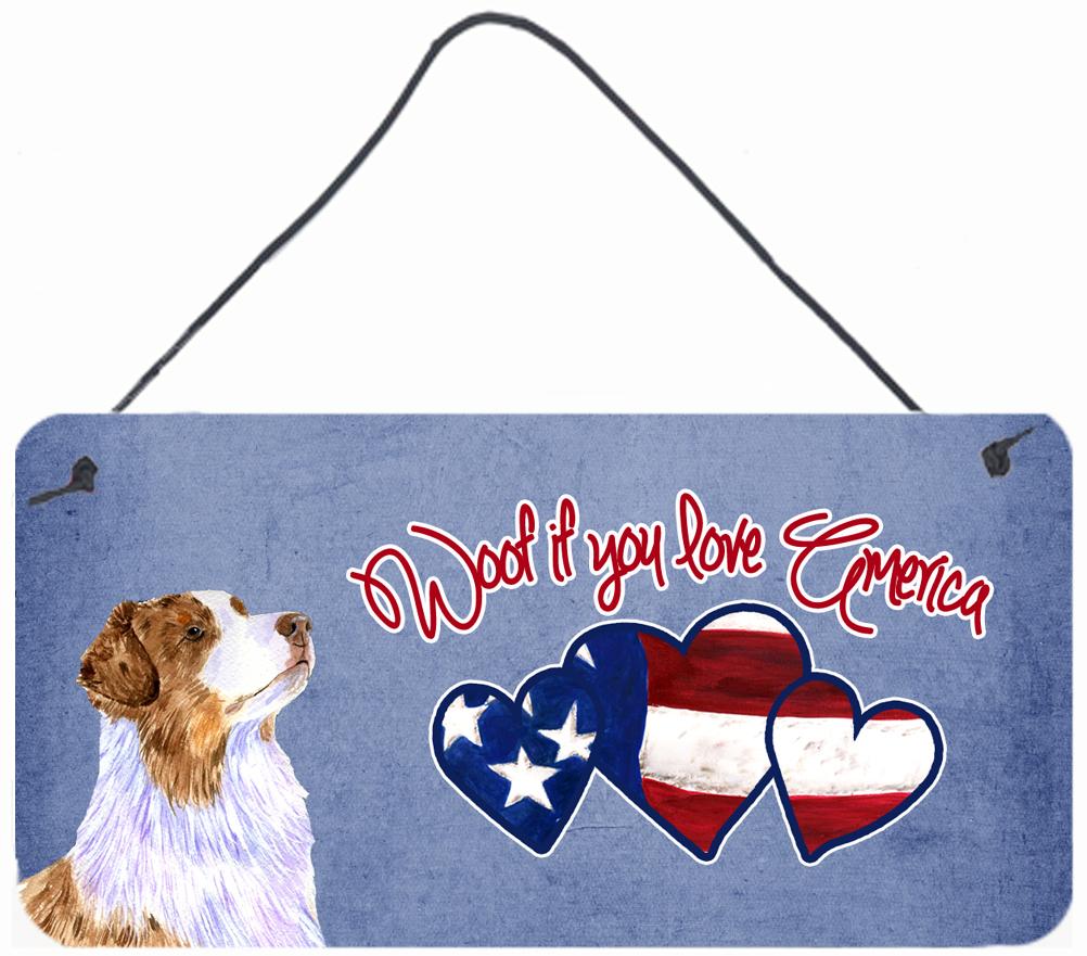 Woof if you love America Australian Shepherd Wall or Door Hanging Prints by Caroline's Treasures