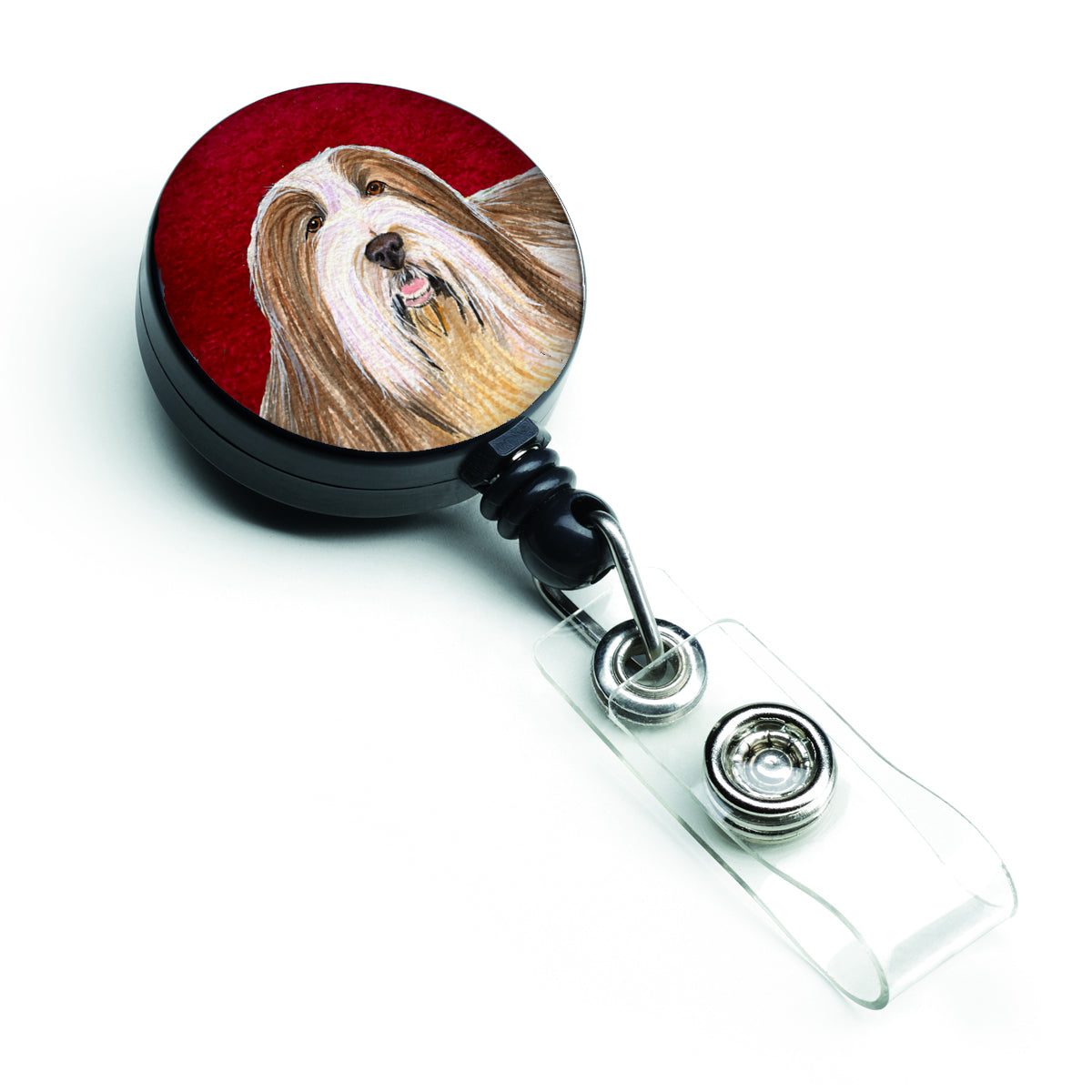 Bearded Collie Retractable Badge Reel or ID Holder with Clip.