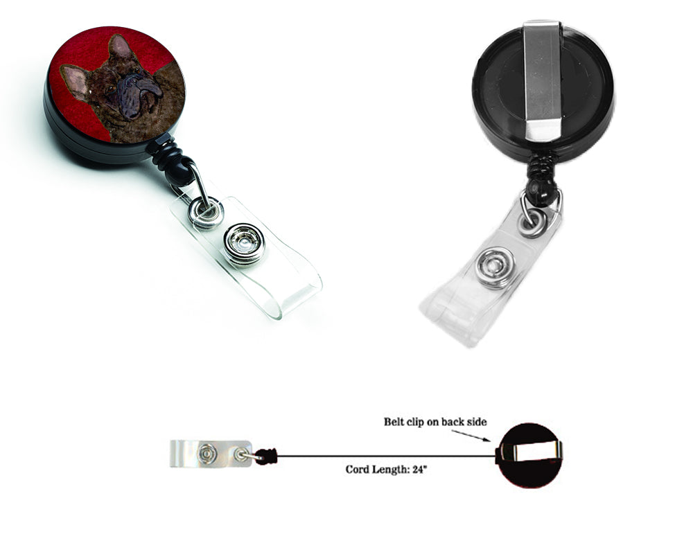 French Bulldog Retractable Badge Reel or ID Holder with Clip.