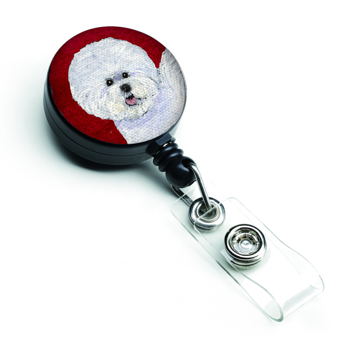 Bichon Frise Retractable Badge Reel or ID Holder with Clip.