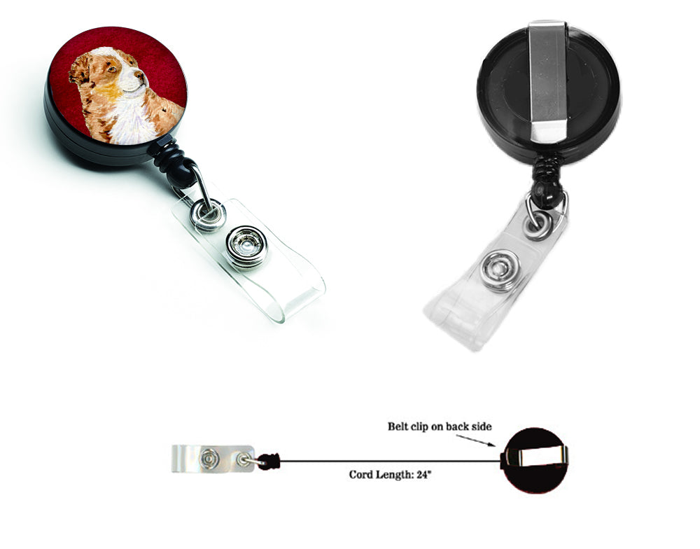 Australian Shepherd Retractable Badge Reel or ID Holder with Clip.