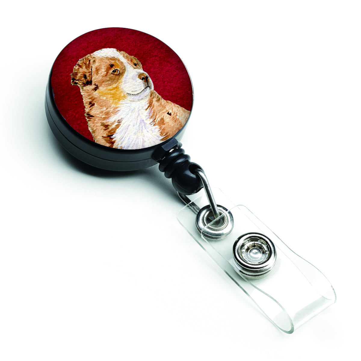 Australian Shepherd Retractable Badge Reel or ID Holder with Clip.