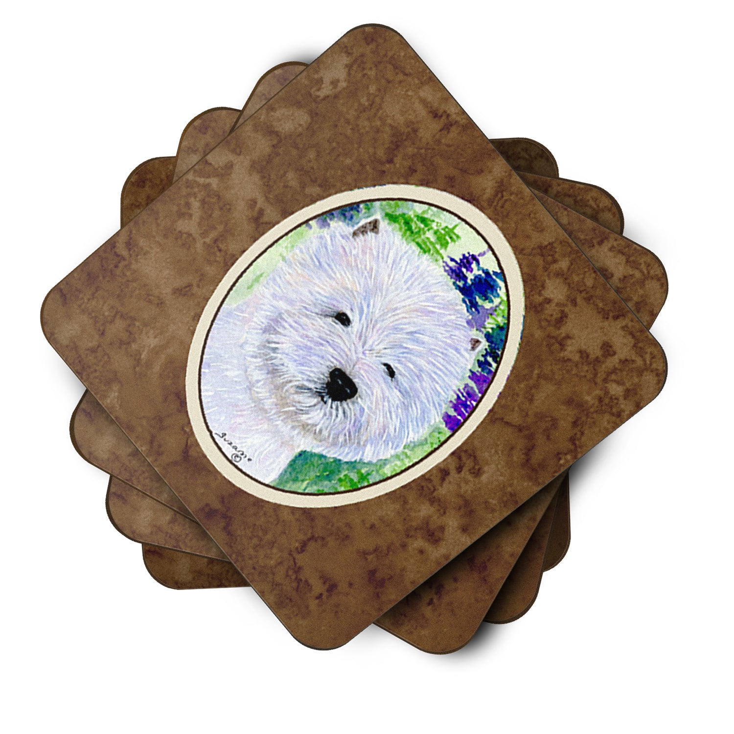 Set of 4 Westie Foam Coasters - the-store.com