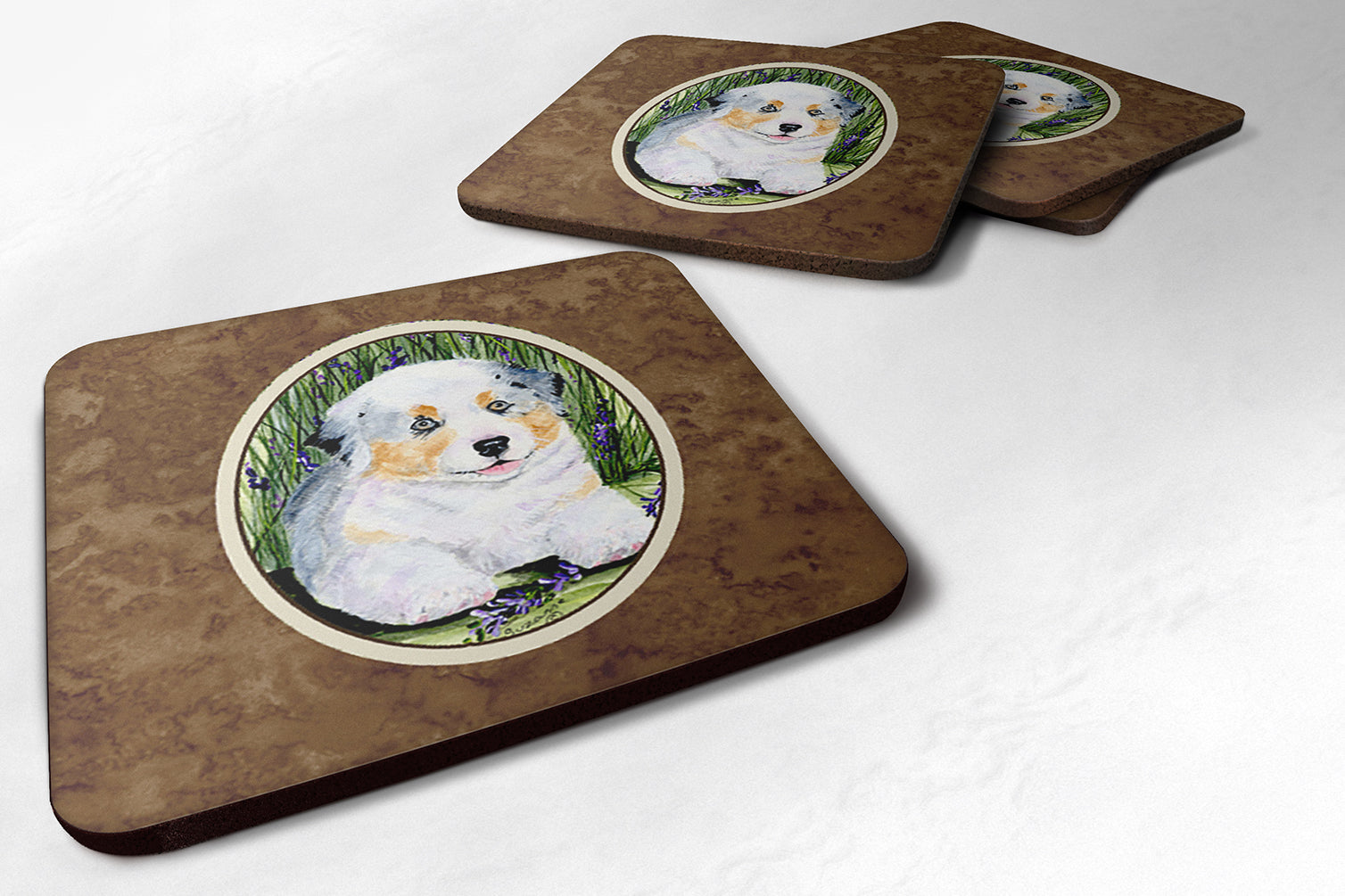 Set of 4 Australian Shepherd Foam Coasters - the-store.com