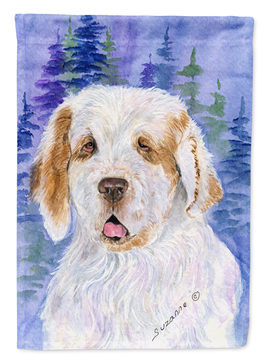 Clumber Spaniel Flag Canvas House Size  the-store.com.