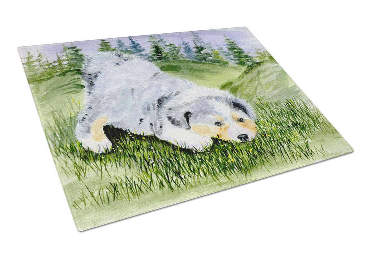 Australian Shepherd Glass Cutting Board Large by Caroline&#39;s Treasures