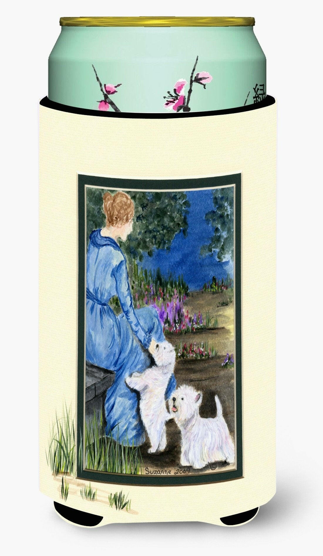 Lady with her  Westie  Tall Boy Beverage Insulator Beverage Insulator Hugger by Caroline&#39;s Treasures