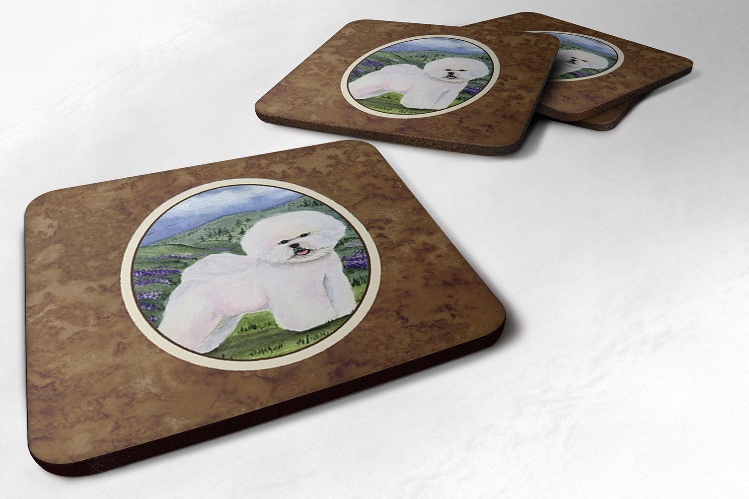 Set of 4 Bichon Frise Foam Coasters - the-store.com