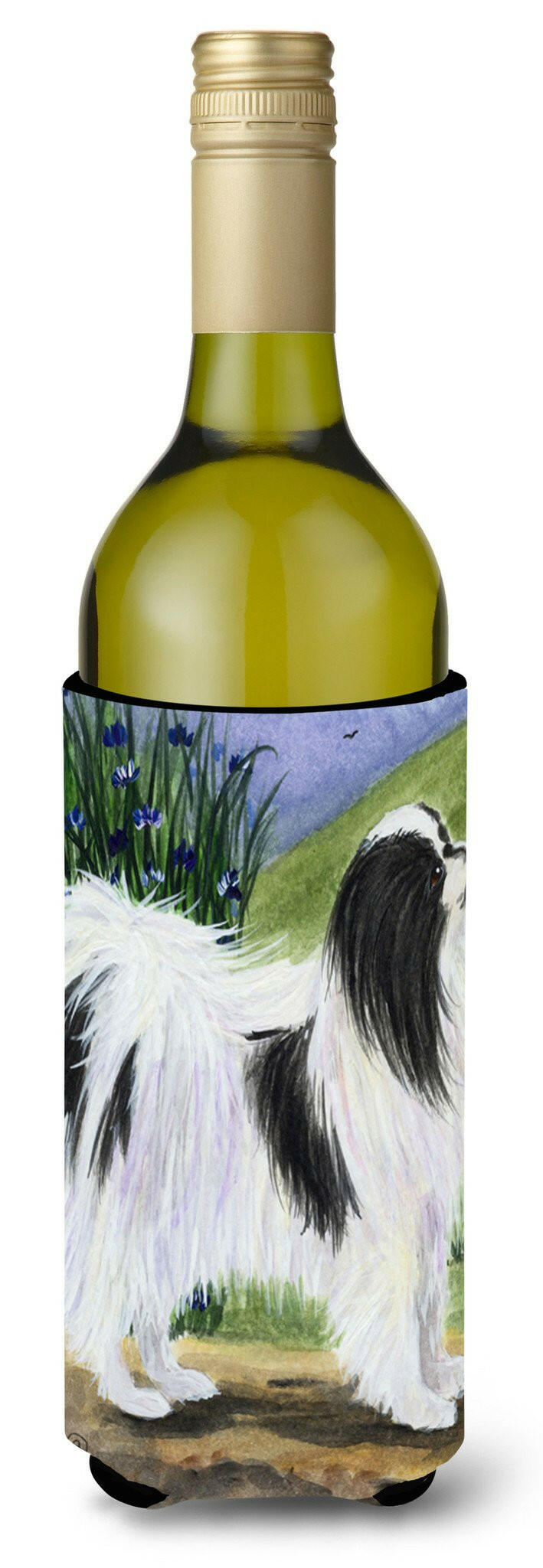 Japanese Chin Wine Bottle Beverage Insulator Beverage Insulator Hugger SS8028LITERK by Caroline's Treasures