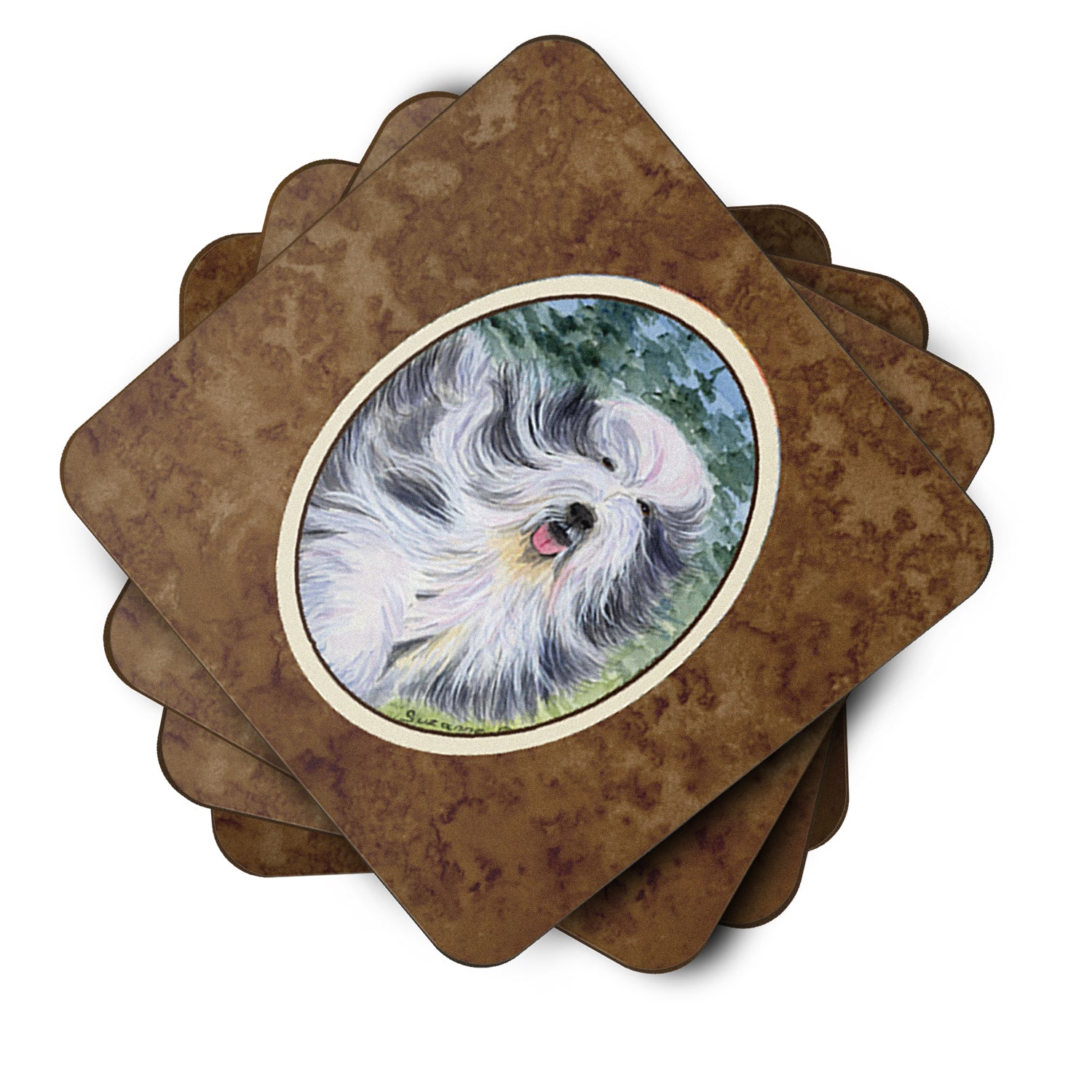 Set of 4 Bearded Collie Foam Coasters - the-store.com